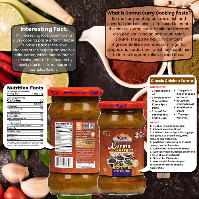 Rani Korma Curry Cooking Spice Paste 10.5oz (300g) Glass Jar ~ No Colors | All Natural | NON-GMO | Kosher | Vegan | Gluten Free | Indian Origin