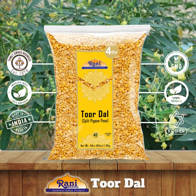 Rani Toor Dal (Split Pigeon Peas) 64oz (4lbs) 1.81kg ~ All Natural | Gluten Friendly | NON-GMO | Kosher | Vegan | Indian Origin