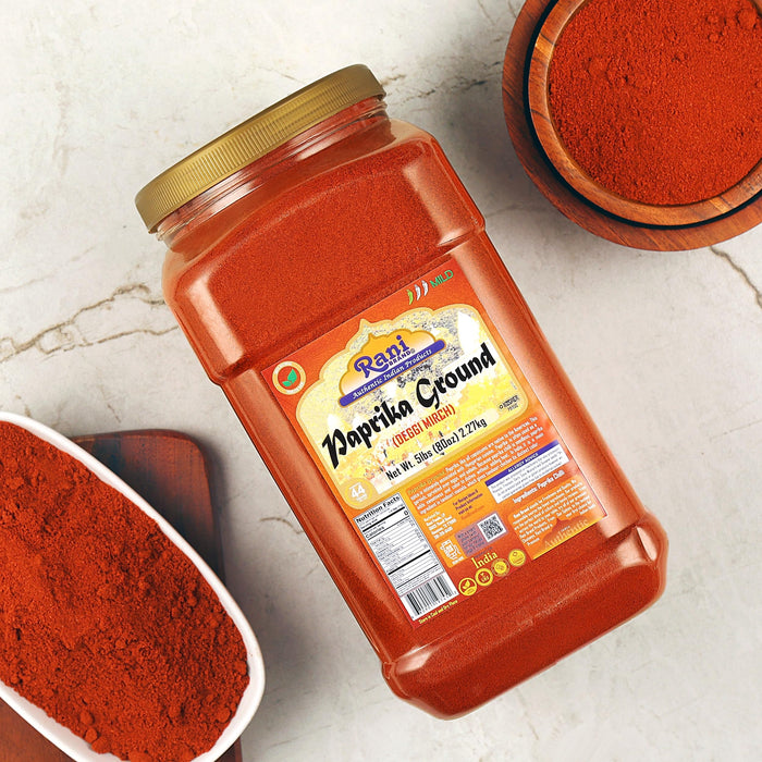 Rani Paprika (Deggi Mirch) Spice Powder, Ground 80oz (5lbs) 2.27kg Bulk PET Jar ~ All Natural, Salt-Free | Vegan | No Colors | Gluten Friendly | NON-GMO | Kosher | Indian Origin