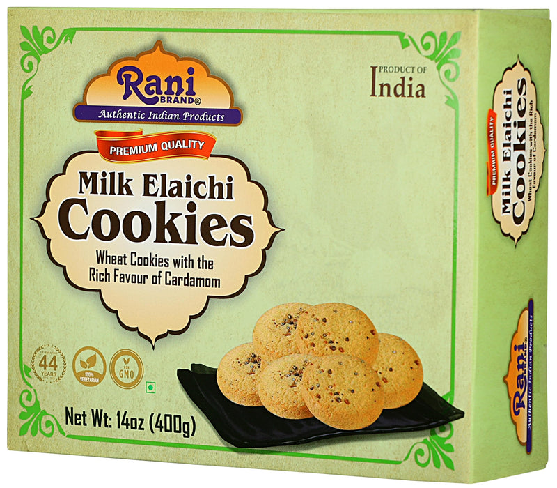 Rani Milk Elaichi Cookies (Wheat Cookies with Almond Flavor) 14oz (400g) Pack of 3+1 FREE, Premium Quality Indian Cookies ~ All Natural | Vegan | Non-GMO | Indian Origin