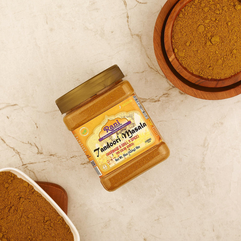 Rani Tandoori Masala (Natural, No Colors Added) Indian 11-Spice Blend 16oz (1lb) 454g PET Jar, Pack of 6 ~ Salt Free | Vegan | Gluten Friendly | NON-GMO | Indian Origin