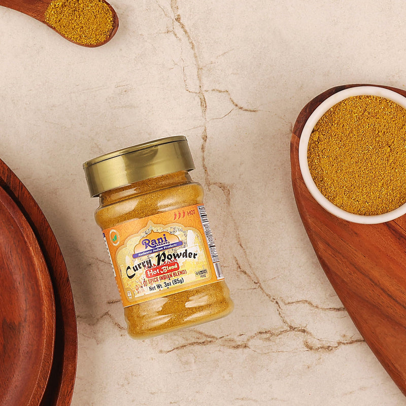 Rani Curry Powder Hot Natural 11-Spice Blend 3oz (85g) PET Jar ~ Salt Free | Vegan | Gluten Friendly | NON-GMO | Kosher | Indian Origin