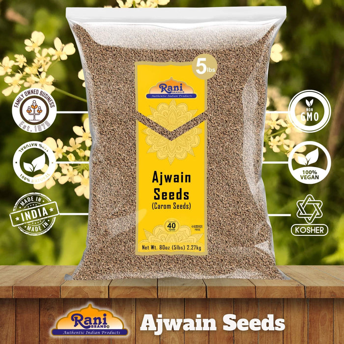 Rani Ajwain Seeds (Carom Bishops Weed) Spice Whole 80oz (5lbs) 2.27kg Bulk ~ Natural | Vegan | Gluten Friendly | NON-GMO | Kosher | Indian Origin
