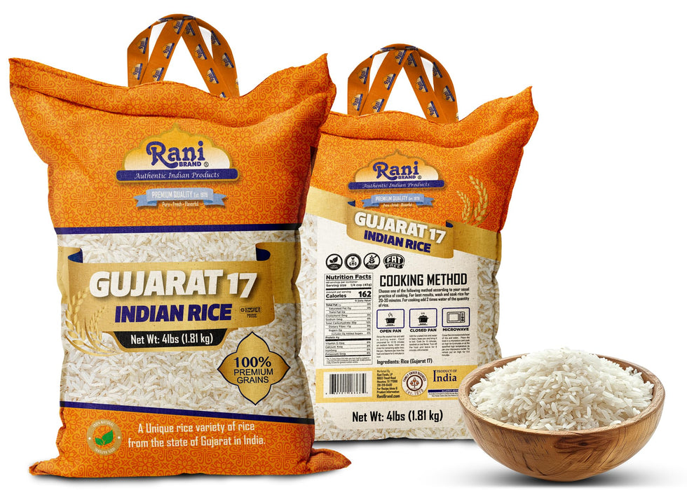 Rani Gujarat 17 Indian Rice 64oz (4lbs) 1.81kg Cloth Bag ~ All Natural | Gluten Friendly | Vegan | Kosher | Export Quality | Indian Origin
