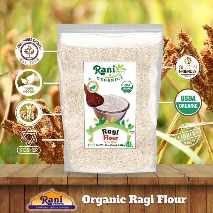 Rani Organic Ragi (Red Millet) Flour 64oz (4lbs) 1.81kg Bulk~All Natural | Vegan | Gluten Friendly | NON-GMO | Kosher | Indian Origin | USDA Certified Organic