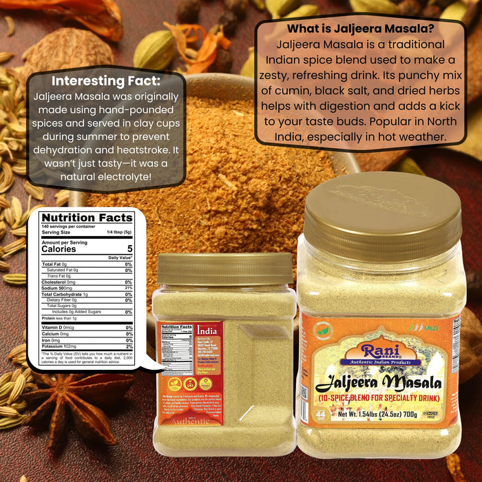 Rani Jal Jeera Masala (14-Spice blend for Spicy Indian Drink) 24.5oz (1.54lbs) 700g PET Jar ~ All Natural | Vegan | No Colors | Gluten Friendly | NON-GMO | Kosher | Indian Origin