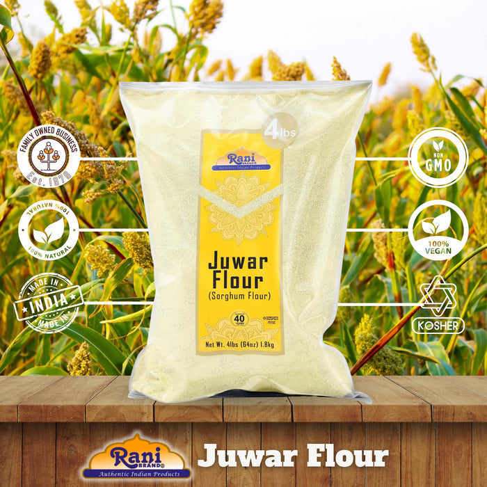 Rani Juwar (Sorghum) Flour, 64oz (4lbs) 1.81kg Bulk ~ All Natural, Salt-Free | Vegan | No Colors | Gluten Friendly | NON-GMO | Kosher | Indian Origin