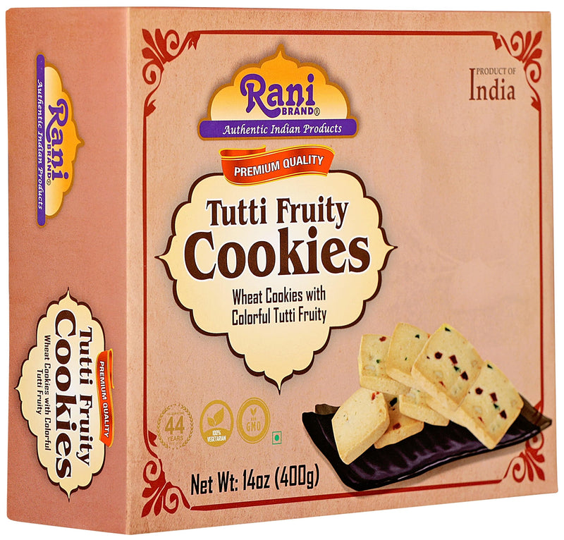 Rani Tutti Fruity Cookies (Wheat Cookies with Colorful Tutti Fruity) 14oz (400g) Premium Quality Indian Cookies ~ All Natural | Vegan | Non-GMO | Indian Origin