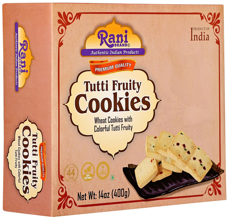 Rani Tutti Fruity Cookies (Wheat Cookies with Colorful Tutti Fruity) 14oz (400g) Pack of 3+1 FREE, Premium Quality Indian Cookies ~ Vegan | Non-GMO | Indian Origin