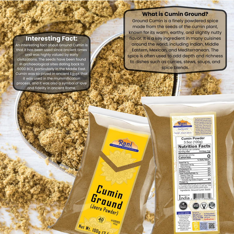 Rani Cumin (Jeera) Powder Spice 100g (3.5oz) ~ All Natural | Vegan | Gluten Friendly | NON-GMO | Indian Origin