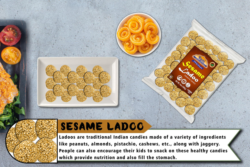Rani Sesame Ladoo (Round Sesame Brittle Candy) 14oz (400g) ~ All Natural | Vegan | Kosher | No colors | Gluten Friendly | Indian Origin