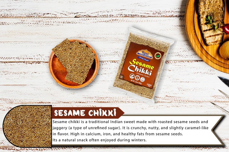 Rani Sesame Chikki (Brittle Candy) 3.5oz (100g) ~ All Natural | Vegan | No colors | Gluten Friendly | Kosher | Indian Origin