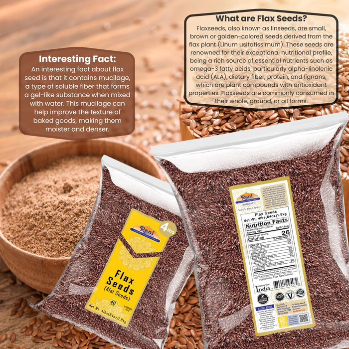 Rani Flax Seeds Whole Raw (Alsi, Linum usitatissimum) 64oz (4lbs) 1.81kg Bulk ~ All Natural | Gluten Friendly | Non-GMO | Kosher | Vegan | Indian Origin