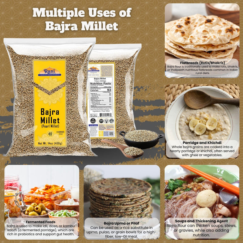 Rani Bajri Millet (Pearl Millet) 14oz (400g) ~ All Natural | Vegan | Gluten Friendly | NON-GMO | Kosher | Indian Origin