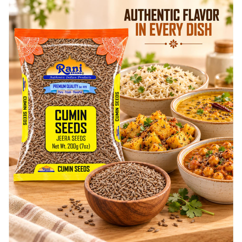Rani Cumin Seeds Whole (Jeera) Spice 7oz (200g) ~ All Natural | Gluten Friendly | NON-GMO | Kosher | Vegan | Indian Origin