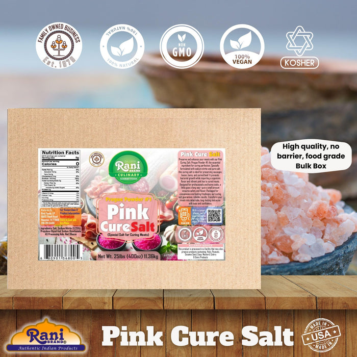 Rani Pink Cure Salt (Special Salt for Curing Meats) 400oz (25lbs) 11.36kg Bulk Box ~ All Natural | Gluten Friendly | NON-GMO | Kosher | Vegan | Product of USA