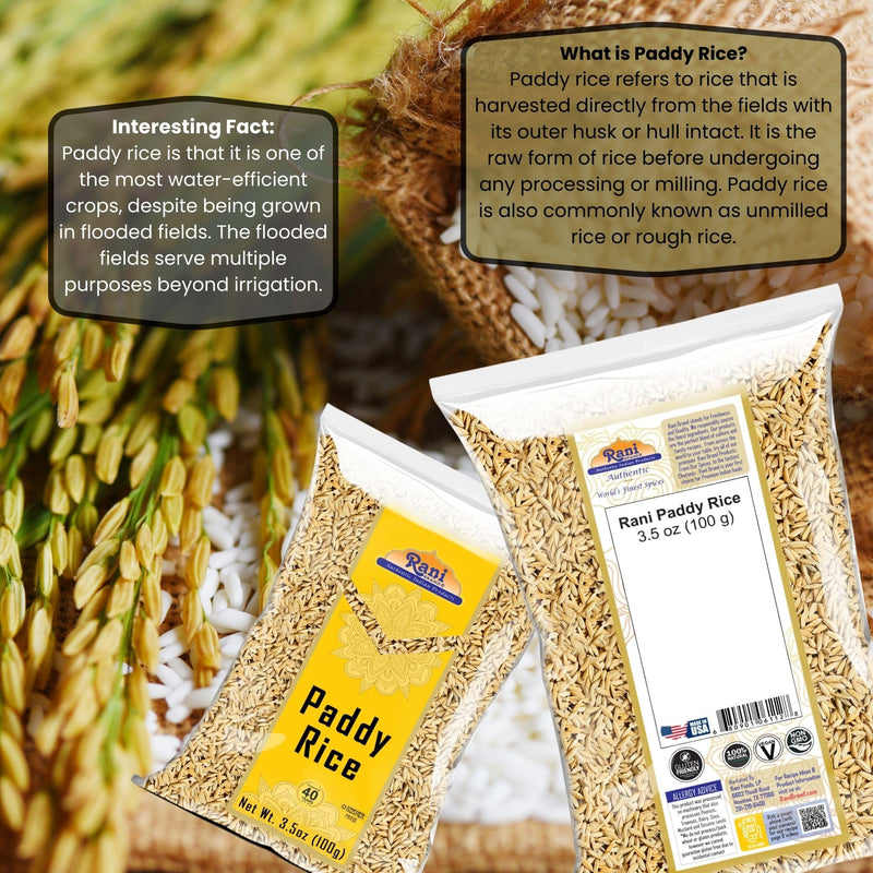 Rani Paddy Rice (Raw Unfinished Rice) 3.5oz (100g) ~ All Natural | Vegan | Gluten Friendly | NON-GMO | Kosher | Product of USA