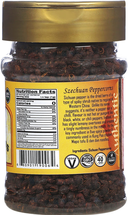 Rani Szechuan Peppercorns (Sichuan Peppercorns) 2.1oz (60g) PET Jar ~ All Natural | Gluten Friendly | Non-GMO | Perfect size for Grinders!