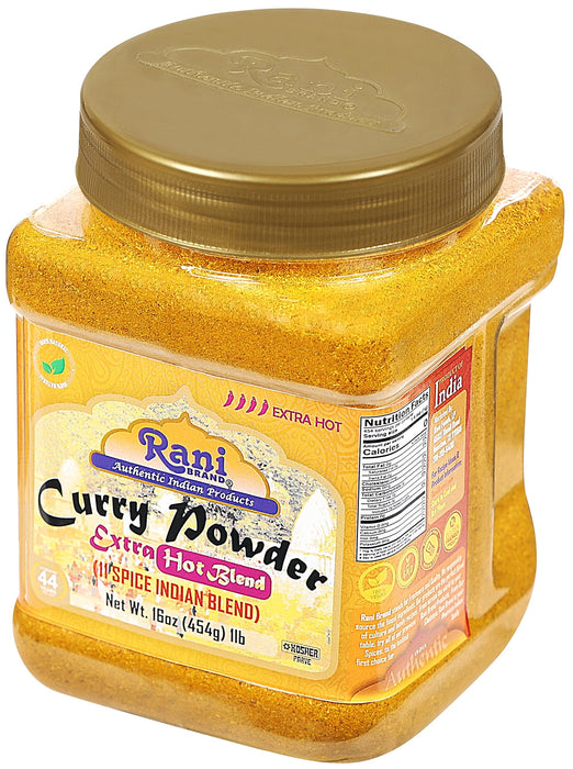 Rani Curry Powder EXTRA HOT Natural 11-Spice Blend 16oz (1lbs) 454g PET Jar ~ Salt Free | Vegan | Gluten Friendly | NON-GMO | Kosher | Indian Origin