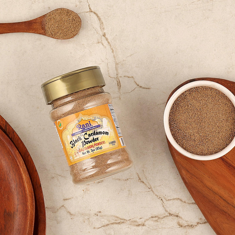 Rani Black Cardamom Powder (Kali Elachi) Indian Spice 3oz (85g) PET Jar ~ Natural | Vegan | Gluten Friendly | NON-GMO | Kosher | Indian Origin