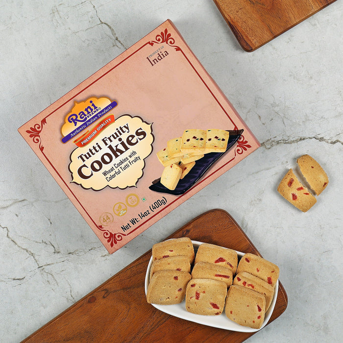 Rani Tutti Fruity Cookies (Wheat Cookies with Colorful Tutti Fruity) 14oz (400g) Premium Quality Indian Cookies ~ All Natural | Vegan | Non-GMO | Indian Origin