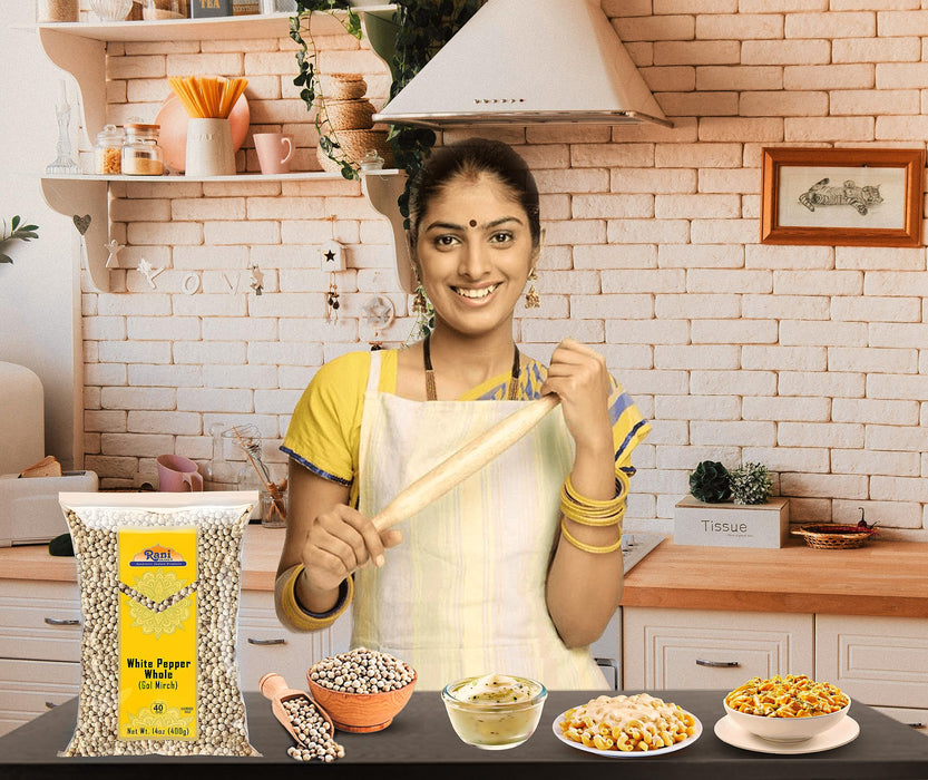 Rani White Pepper (Gol Mirch), Whole Spice 14oz (400g) ~ All Natural | Vegan | Gluten Friendly| NON-GMO | Indian Origin