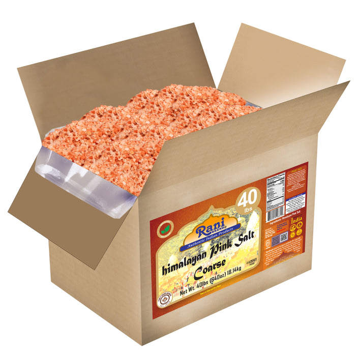 Rani Himalayan Pink Salt Granules (84 Essential Trace Minerals) 640oz (40lbs) 18.14kg Bulk Box ~ All Natural | Vegan | Gluten Friendly | NON-GMO | Indian Origin