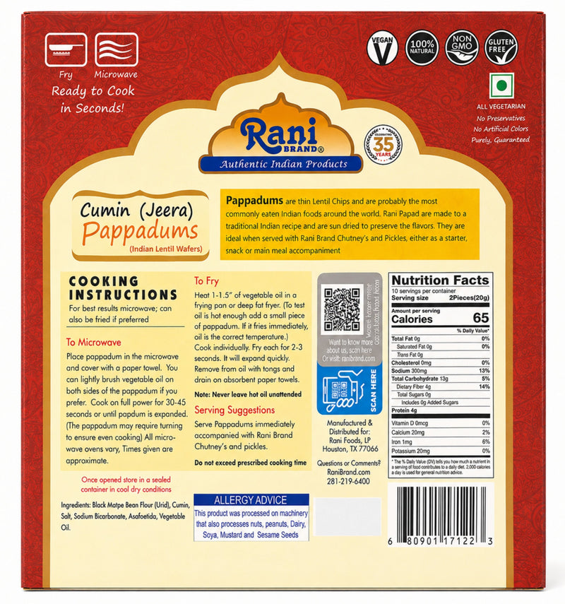 Rani Pappadums (Indian Lentil Wafer Snack) {6 Varieties Available}