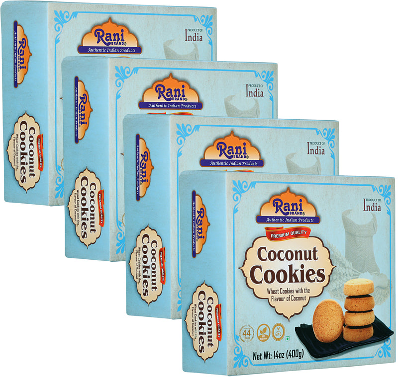 Rani Coconut Cookies (Wheat Cookies with the Flavor of Coconut) 14oz (400g) Pack of 3+1 FREE, Premium Quality Indian Cookies ~ Vegan | Non-GMO | Indian Origin