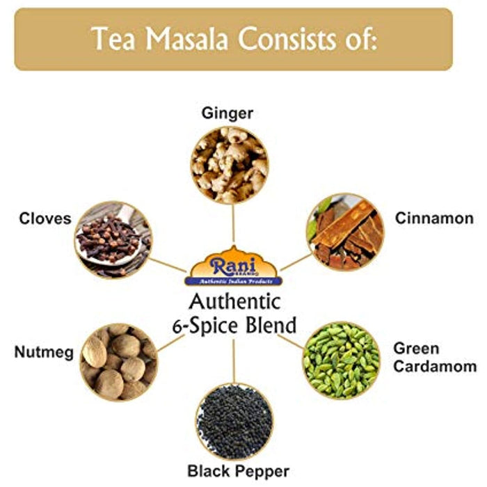 Rani Tea (Chai) Masala Indian Spice Blend 3oz (85g) PET Jar ~ All Natural | Vegan | Gluten Friendly | Salt & Sugar Free | NON-GMO | Kosher | No Colors