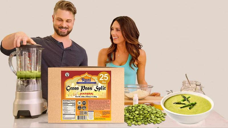 Rani Green Peas Split, Dried (Vatana, Matar) 400oz (25lbs) 11.36kg Bulk Box ~ All Natural | Vegan | Gluten Friendly | Product of USA