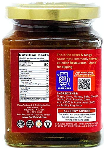 Rani Sweet Lime Mango Chutney (Indian Preserve) 10.5oz (300g) Glass Jar, Ready to eat, Vegan ~ Gluten Free Ingredients, All Natural, NON-GMO