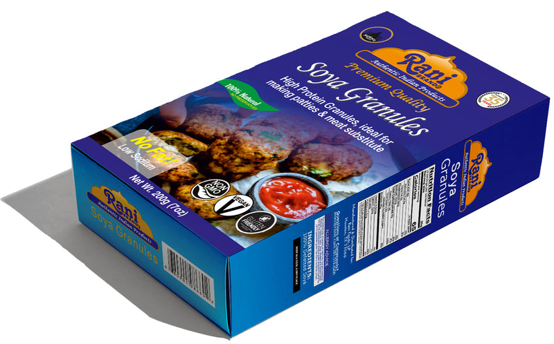 Rani Soya Granules (High Protein) 7oz (200g) ~ All Natural, Salt-Free | Vegan | No Colors | Gluten Friendly | Meat Alternate Substitute