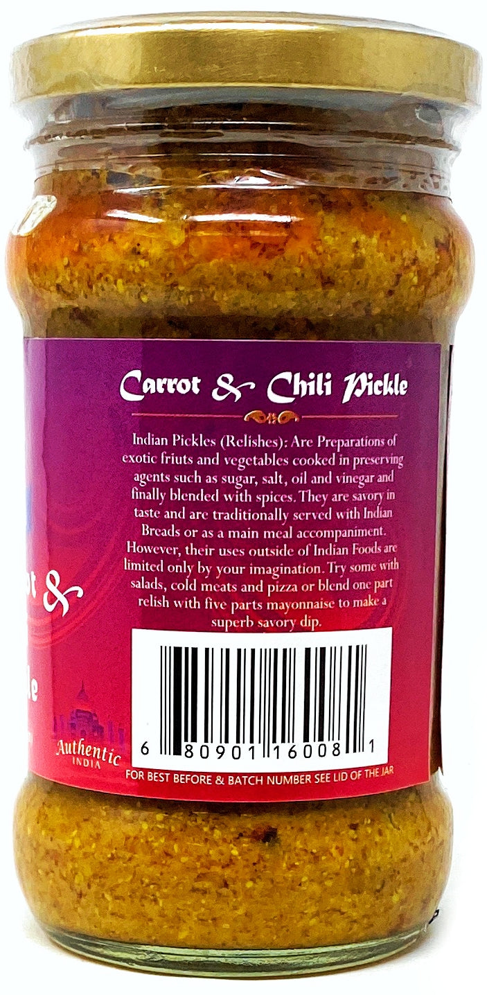 Rani Carrot & Chilli Pickle (Achar, Indian Relish) 10.5oz ~ Glass Jar, All Natural | Gluten Free | NON-GMO | No Colors | Popular Indian Condiment
