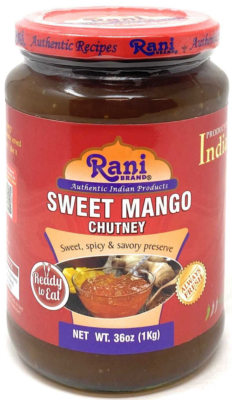 Rani Sweet Mango Chutney (Indian Preserve) 36oz (2.2lbs) 1kg Value Pack, Glass Jar, Ready to eat, Vegan, Pack of 5+1 ~ Gluten Free, All Natural, NON-GMO