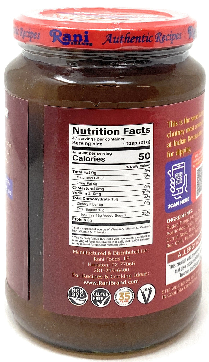 Rani Sweet Mango Chutney (Indian Preserve) 36oz (2.2lbs) 1kg Value Pack, Glass Jar, Ready to eat, Vegan, Pack of 5+1 ~ Gluten Free, All Natural, NON-GMO