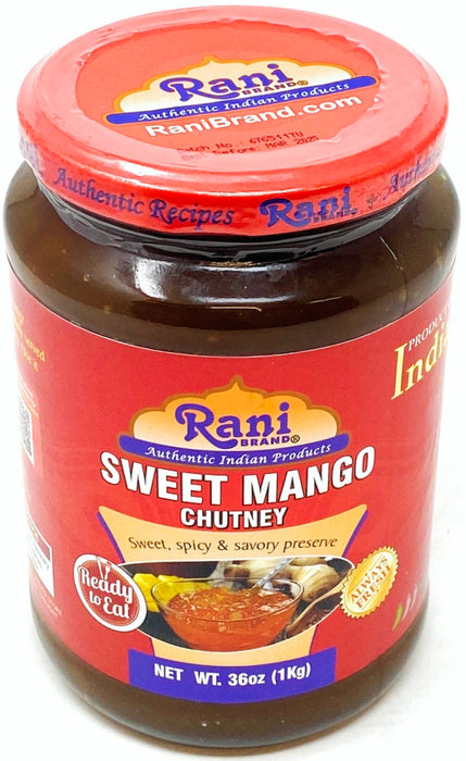 Rani Sweet Mango Chutney (Indian Preserve) 36oz (2.2lbs) 1kg Value Pack, Glass Jar, Ready to eat, Vegan ~ Gluten Free, All Natural, NON-GMO