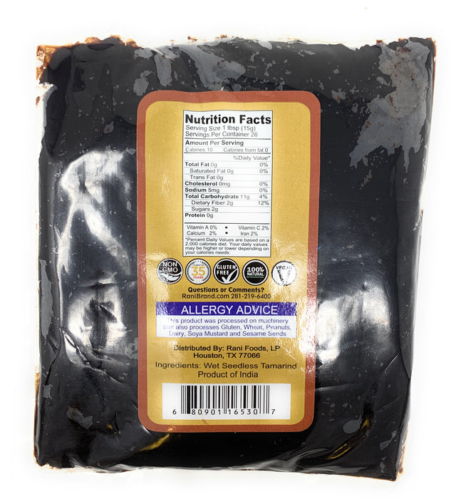 Rani Tamarind, Wet Seedless Block/Slab (Imli) 14oz (400g) ~ All Natural | No added sugar | Vegan | Gluten Free | NON-GMO | Indian Origin