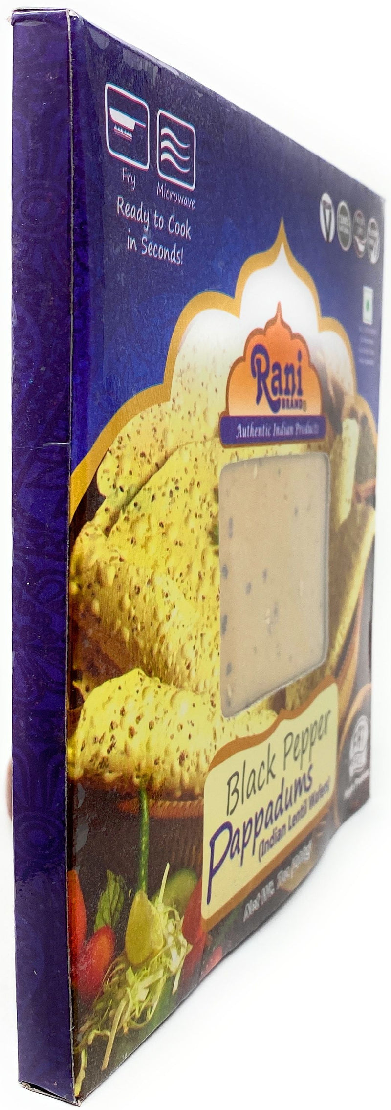 Rani Pappadums (Indian Lentil Wafer Snack) Black Pepper Papad 7oz (200g) Approximately 15pc, 7 inches, Pack of 2 ~ All Natural | Gluten Friendly | NON-GMO | Vegan | Indian Origin