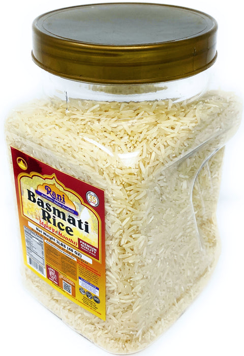 Rani Platinum White Basmati Rice Extra Long Aged, 48oz (3lbs) 1.36kg PET Jar ~ All Natural | Vegan | Gluten Friendly | Indian Origin