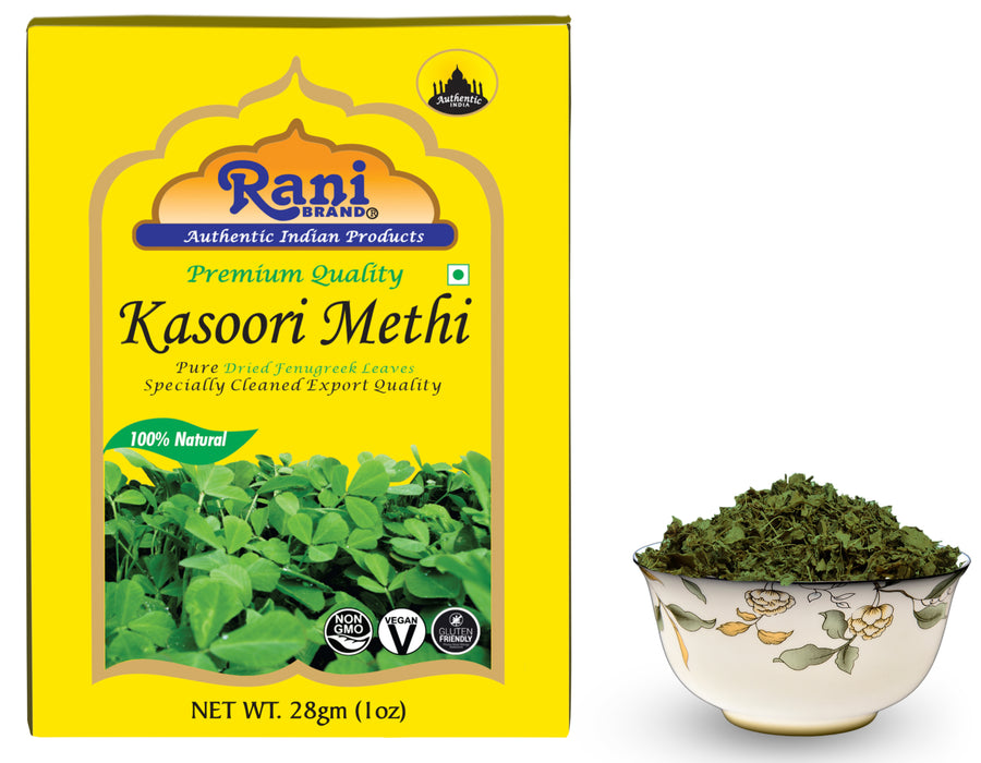 Rani Fenugreek Leaves Dried (Kasoori Methi) 1oz (28g) ~ All Natural | Vegan | Gluten Friendly | NON-GMO | Indian Origin