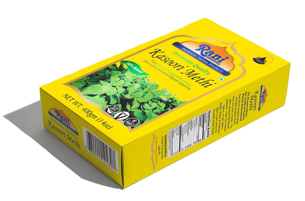 Rani Fenugreek Leaves Dried, All Natural (Kasoori Methi) 400g (14oz) ~ Gluten Friendly | NON-GMO ~ Vegan