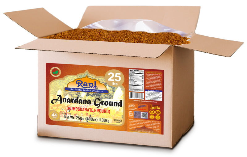 Rani Anardana (Pomegranate) Ground, Indian Spice 400oz (25lbs) 11.36kg Bulk Box ~ All Natural | No Color | Gluten Friendly | Vegan | NON-GMO | Kosher | No Salt or fillers