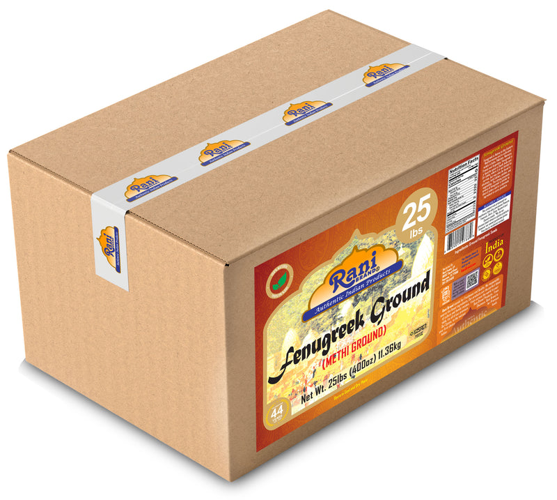 Rani Fenugreek (Methi) Seeds Ground Powder 400oz (25lb) 11.36kg Bulk Box, Trigonella foenum graecum ~ All Natural | Vegan | Gluten Friendly | Non-GMO | Indian Origin, used in cooking & Ayurvedic spice