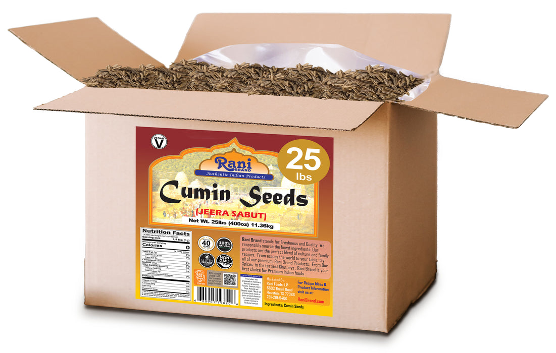 Rani Cumin Seeds Whole (Jeera) Spice 400oz (25lbs) 11.36kg, Bulk Box ~ All Natural | Gluten Friendly | NON-GMO | Vegan | Indian Origin