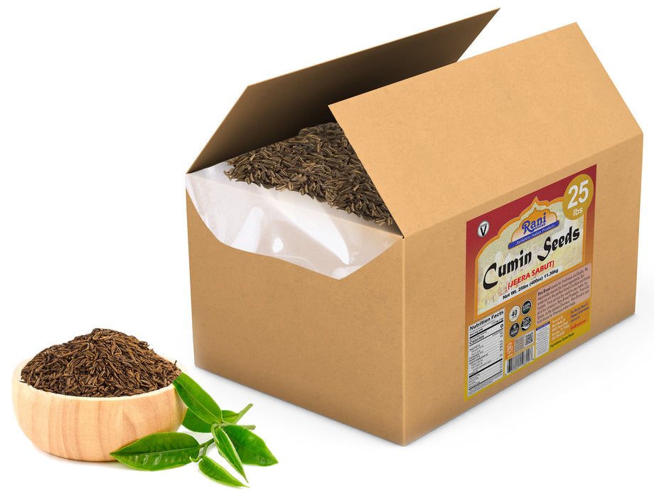 Rani Cumin Seeds Whole (Jeera) Spice 400oz (25lbs) 11.36kg, Bulk Box ~ All Natural | Gluten Friendly | NON-GMO | Vegan | Indian Origin