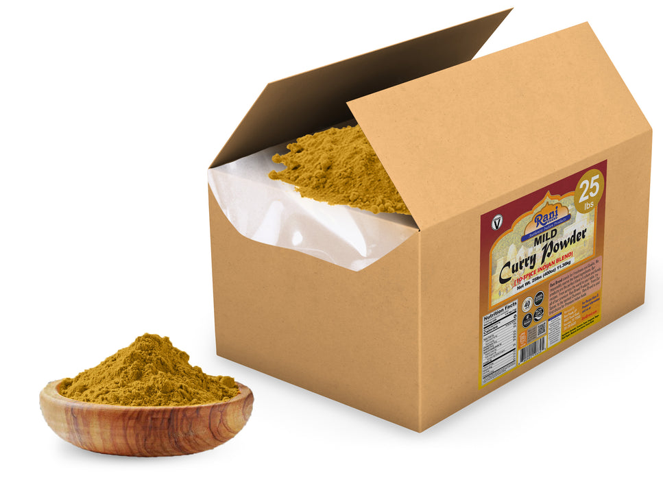 Rani Curry Powder Mild Natural 10-Spice Blend 400oz (25lbs) 11.36kg Bulk Box ~ Salt Free | NO Chili or Peppers | Vegan | No Colors | Gluten Friendly