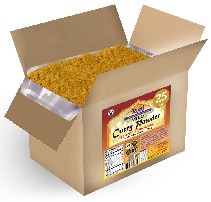 Rani Curry Powder Mild Natural 10-Spice Blend 400oz (25lbs) 11.36kg Bulk Box ~ Salt Free | NO Chili or Peppers | Vegan | No Colors | Gluten Friendly