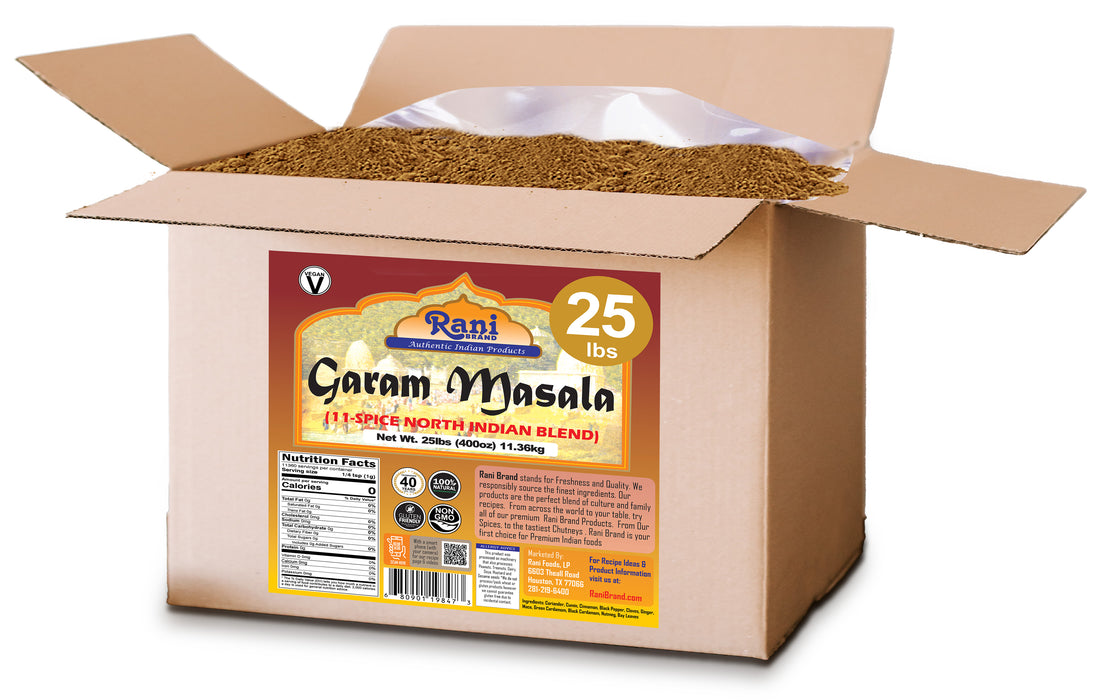Rani Garam Masala Indian 11-Spice Blend 400oz (25lbs) 11.36kg Bulk Box ~ All Natural, Salt-Free | Vegan | No Colors | Gluten Friendly | NON-GMO