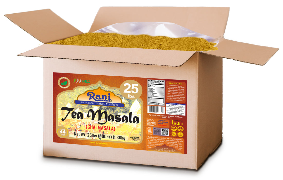 Rani Tea (Chai) Masala Indian Spice Blend 400oz (25lbs) 11.36kg Bulk Box ~ All Natural | Vegan | Gluten Friendly | Kosher | Salt & Sugar Free